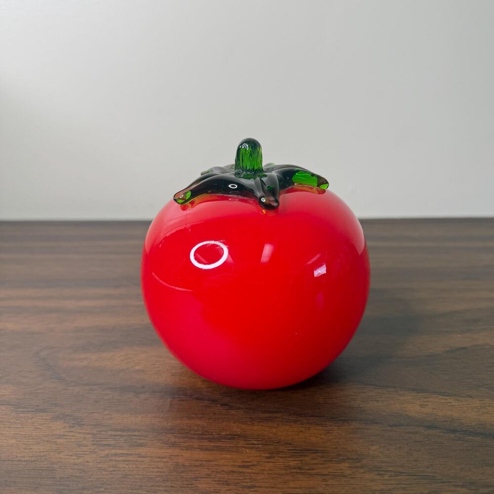 Vintage Blown Glass Tomato Red Fruit Art Farm Decor